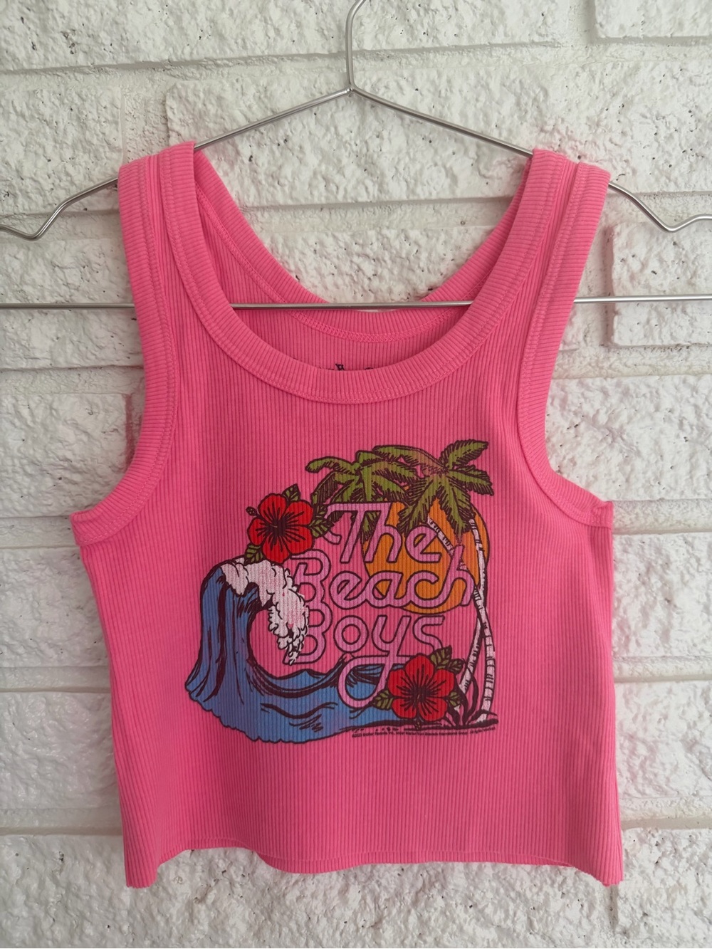 Rowdy Sprout Pink Beach Boys Graphic Ribbed Tank